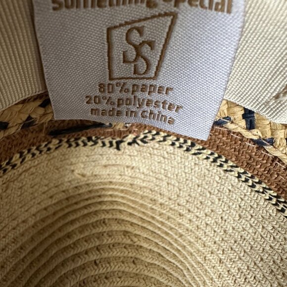 Something Special Straw Sun Hat Beige Southwest Pattern Band Lightweight Unisex - Picture 6 of 7